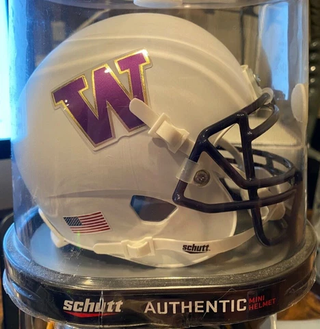 SCHUTT WASHINGTON HUSKIES MATTE WHITE MINI FOOTBALL HELMET...FREE SHIPPING Cover
