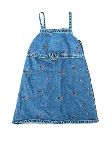 Gymboree Vintage 2000 Denim Size XXL 7 Years Embroidered Denim Jumper Dress Zip - Picture 1 of 8