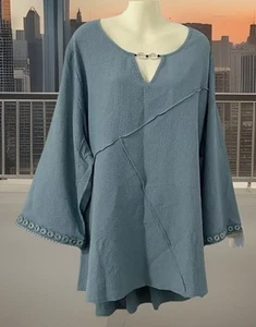 BEME DETAIL TOP~SIZE 26~NWT $84.99~COLLARLESS~LIGHTWEIGHT~LONG SLEEVES~SLITS - Picture 1 of 4