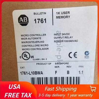 NEW Sealed AB 1761-L10BWA MICROLOGIX 1000 Controller AB 1761L10BWA US Free Tax # - Image 1 of 4