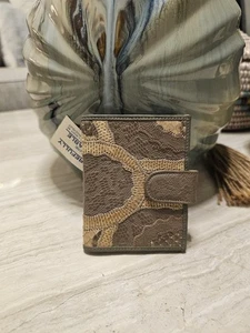 Carlos Falchi Genuine Leather Wallet Made in Canada Snake Print Bifold - Picture 1 of 12