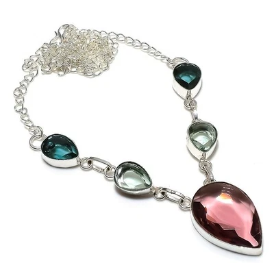 Collana gioielli in argento sterling 925 fatta a mano con pietre preziose... - Immagine 1 di 4