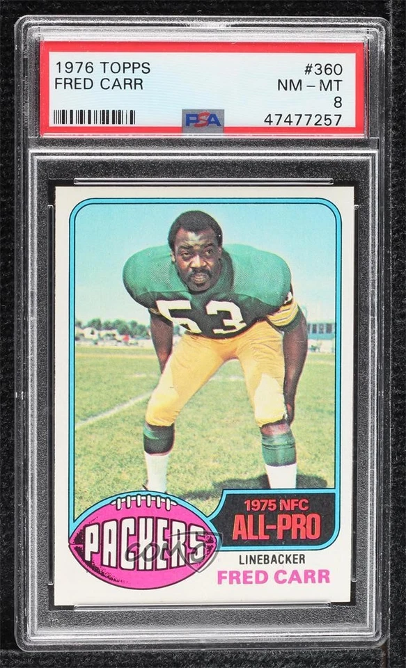 1976 Topps Fred Carr #360 PSA 8 - Image 1 of 2