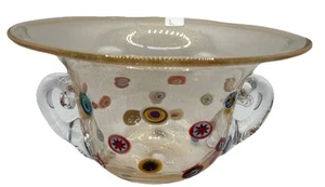 Gambaro & Poggi Murano Art Glass Bowl Gold Fleck & Millefiori Marked Italy - Picture 1 of 21