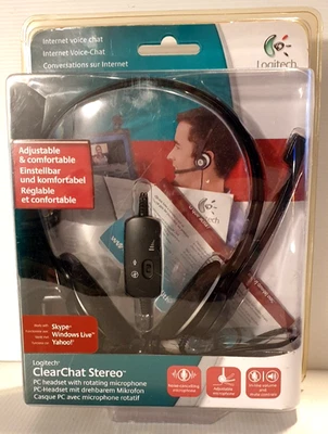 LOGITECH ClearChat Stereo PC Headset USB Wired Rotating Microphone 981-000025. - Image 1 of 4
