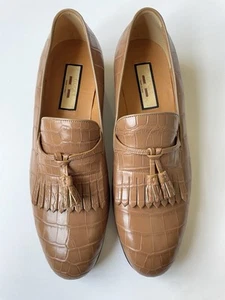 GUCCI Brown Tan Genuine Crocodile Tassel Loafer Size UK 10.5, US 11 $5800* - Picture 1 of 16
