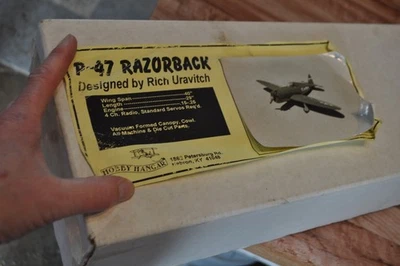 VTG RARE Hobby Hanger P-47 Thunderbolt Razorback 1/12th Scale RC WOOD KIT - Image 1 of 4