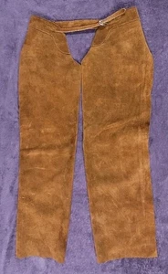 Rustic Vintage Gently Relic’d Rust Color Authentic Western Suede Riding Chaps - Picture 1 of 5