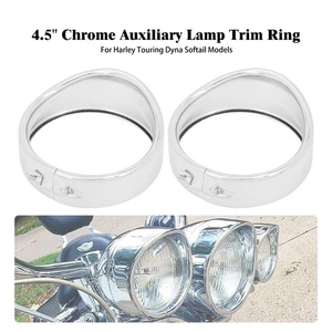 4.5" Chrome Visor Fog Light Trim Ring Passing Lamp Cover For Harley Touring Dyna - Picture 1 of 13