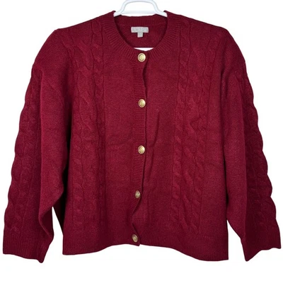 Cárdigan Suéter J Crew Tejido con Cable para Mujer 3X Botones Dorados Relajado Merino Alpaca Foto 1 de 4