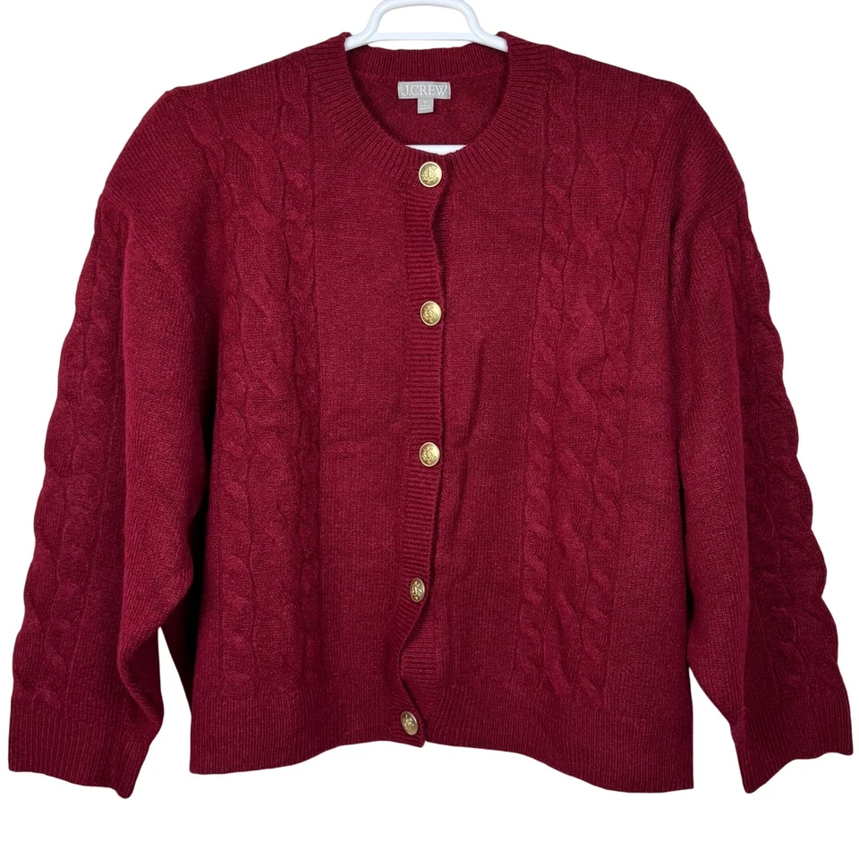Cárdigan Suéter J Crew Tejido con Cable para Mujer 3X Botones Dorados Relajado Merino Alpaca Foto 1 de 4