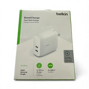 Belkin Boost Charge (20W) Dual USB-C with (40W) Stand Alone Wall Charger - Picture 1 of 2