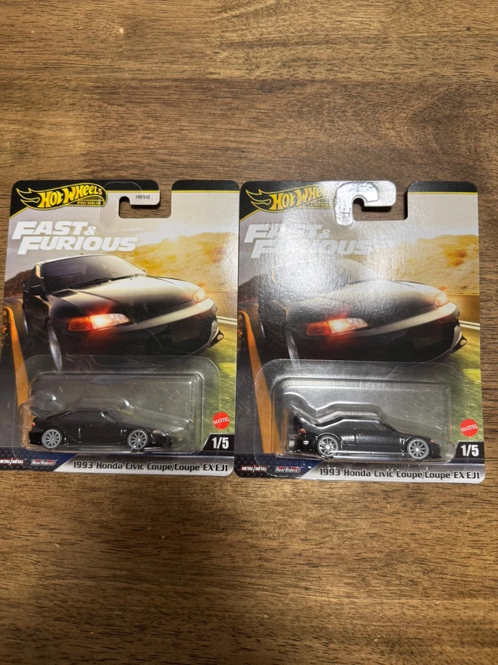 Lote de 2 Honda Civic Coupé EX EJ1 1/5 2025 Hot Wheels Premium Fast & Furious 1993 Foto 1 de 1