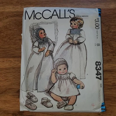 Vintage McCalls #8347.  Baby Christening. Newborn Size. Printed 1982. UNCUT - Image 1 of 2