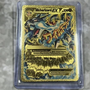 Mcharizard EX Pokemon Gold FAN ART Card Embossed Collectible - Picture 1 of 5