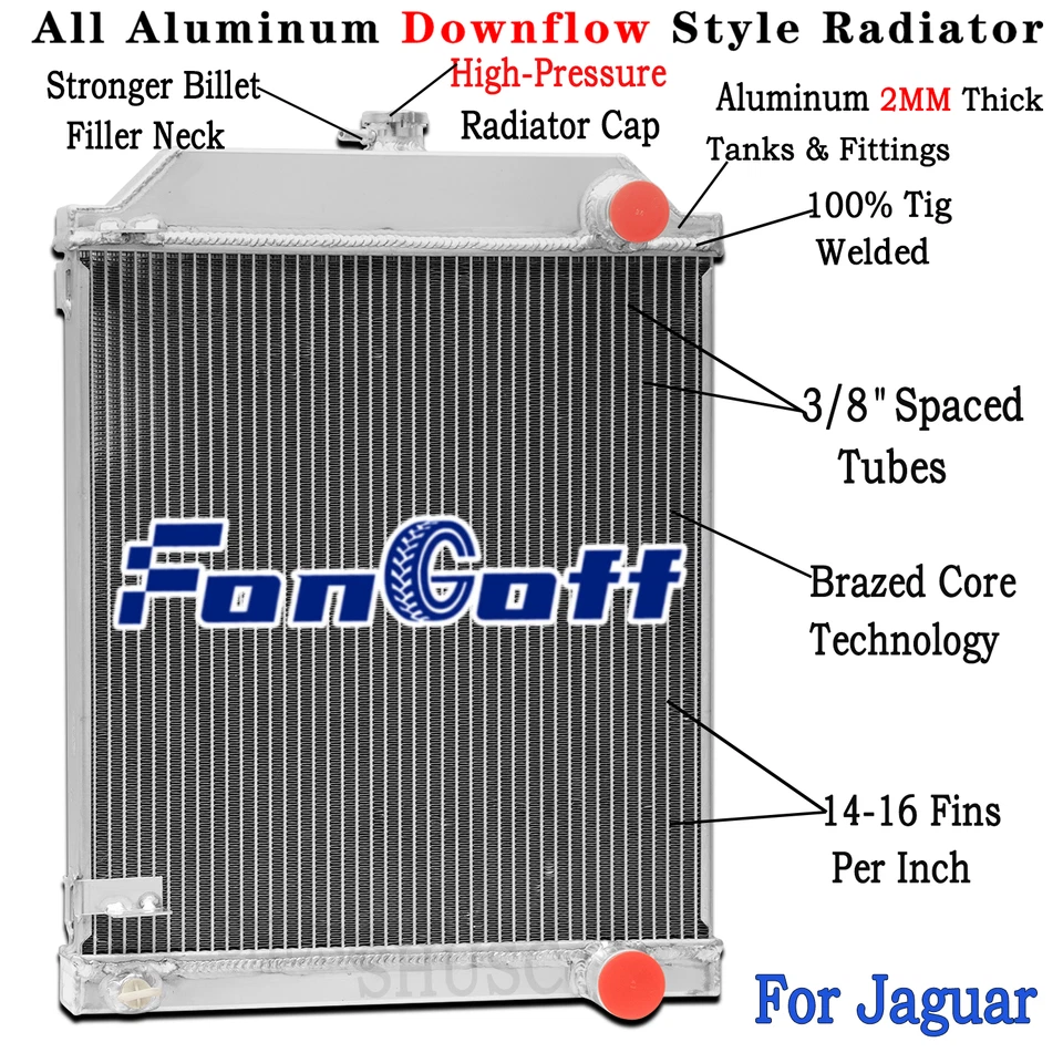 3 Row Aluminum Radiator For 1950-1961 Jaguar Mark IX VII VIII 3.4L 3.8L L6 Foto 1 de 4