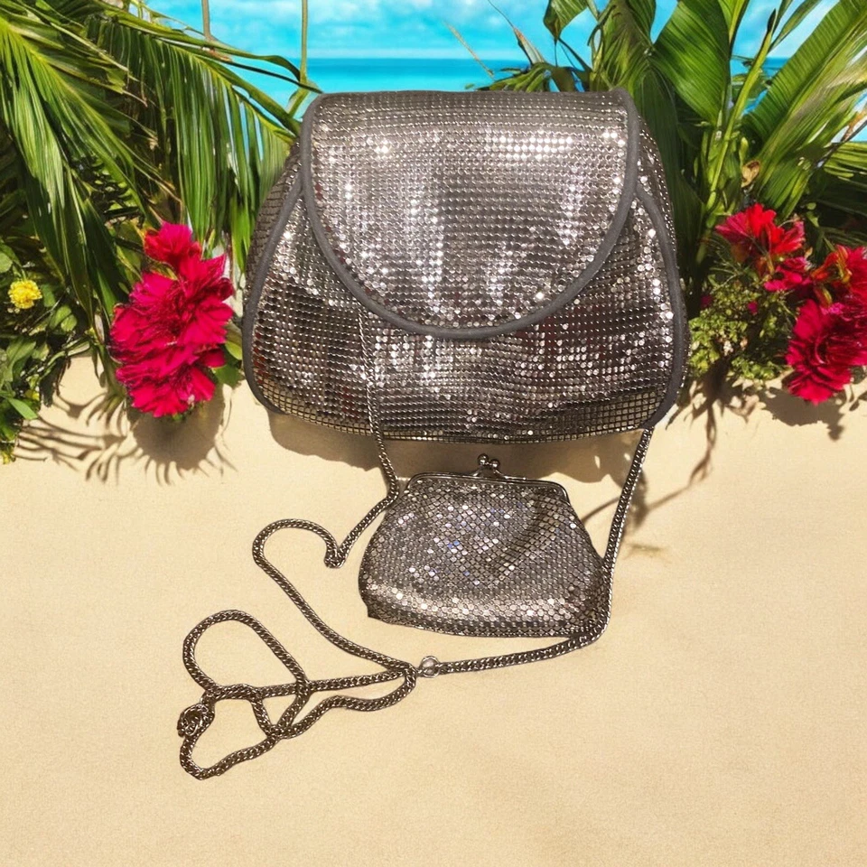 Винтажный сетки WHITING & DAVIS комплект вечер сумка через плечо монета / изменить сумочки - Изображение 1 из 4