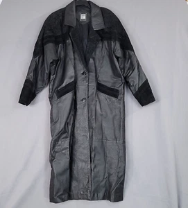 Vintage Greg Bell Leather Trench Coat Lined Paisley Suede Actual Size 44 - Picture 1 of 14