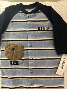 VTG 2005 Carter's 9 Month 100% Cotton New Old Stock Baby Boy Bear Jumpsuit NWT - Picture 1 of 12