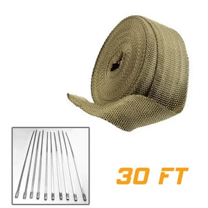 Envoltura térmica de escape de cabezal de titanio de 2"" 30 ft para motocicleta automóvil con kit de 10 lazos - Imagen 1 de 1