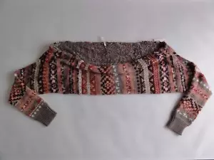 FREE PEOPLE CARNIVAL SHRUG SWEATER, Taupe combo, Size M, MSRP $108 - Picture 1 of 4