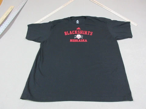 Nebraska Huskers Shirt Mens Extra Large Blackshirts Short Sleeve Skull Crossbone Cover