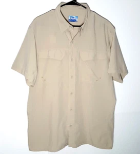 Fishing Outdoors Shirt by World Wide Sportsman | Beige Button Casual Mens Large - Picture 1 of 8