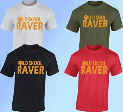OLD SKOOL RAVER Mens T-Shirt Clubbing DJ Rave Retro Dance Festival