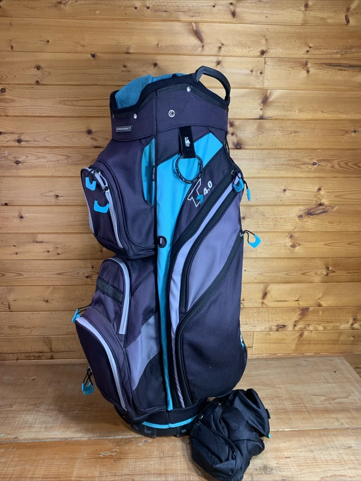 Bolsa de carrito de golf Tour Trek T 4.0 negra gris verde azulado 14 vías con cubierta de lluvia ligera Foto 1 de 4