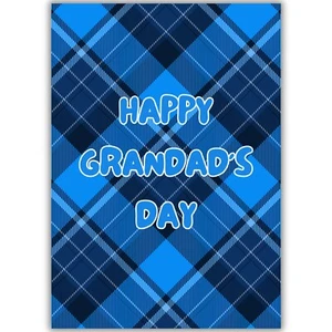 Happy Father's Day Card For Grandad, Happy Grandad's Day, Tartan Check Modern - Picture 1 of 8