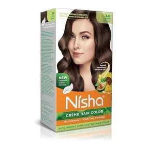 Nisha Creme Hair Color Dark Brown (60g+60ml+18ml), Permanent Hair Coloor for Wom - Picture 1 of 7