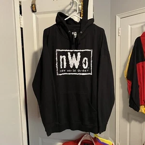Vintage WWE Wrestling Mens XL NWO New World Order Spell Out Hoodie Black - Picture 1 of 4