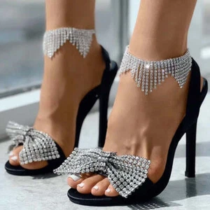 1 pair anklet cocktail jewelry rhinestone bracelet gold/silver - Picture 1 of 8