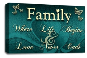 Love Canvas Wall Art Print Teal Cream Heart Home Quote Framed Picture Large - Picture 1 of 6