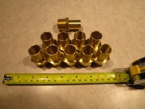 LOT OF 10 BRASS HOSE FITTING ADAPTERS 3/4" MNPT TO 3/4" BARB, R0125 - Picture 1 of 3