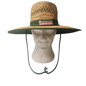 Bunnings Warehouse Wide Brim Cane Straw Sun Gardening Outdoor Shade Hat - Picture 1 of 13