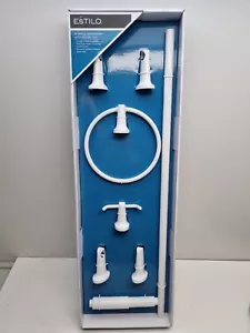 Estilo 4 Piece Bathroom Towel Rail + Accessories - White - Picture 1 of 10
