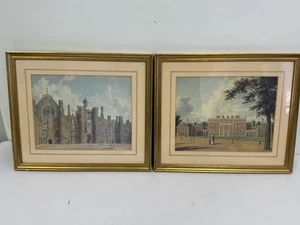 x2 William Henry PYNE 1820's Engraving Prints Color Buckingham/Hampton Court - Picture 1 of 9