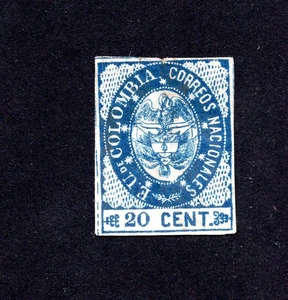 Colombia 1865 stamp Mi#30 MH CV=96$ Forgery - Picture 1 of 2