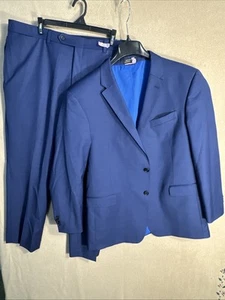 Tommy Hilfiger 44R 2 Piece Suit 37x27.5 Blue Extra Slim Stretch Sharkskin Twill - Picture 1 of 20