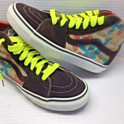 Zapatillas altas Vans Sk8-Hi de cuero marrón trippy hippy flor para hombre 6,5/mujer 8 Foto 1 de 4