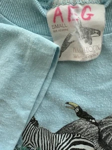 Camiseta Arlequín Vintage Años 80 Juvenil Pequeño Zoológico Naturaleza Animales Puntada Única EE. UU. - Imagen 1 de 9