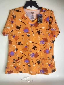 Disney Hocus Pocus Sanderson Sisters Medical Scrub Top with Pocket Womens Size M - Picture 1 of 5