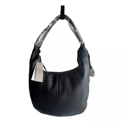 NUEVO Halston Heritage Bolso de Mano Cuero Negro Ocultar y Llevar Hobo Bolso de Hombro Cremallera Foto 1 de 4