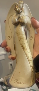 Vintage SCF Keramik FRIEDEN Engel Figur hält Blume. Wunderschön zu Weihnachten! - Bild 1 von 8