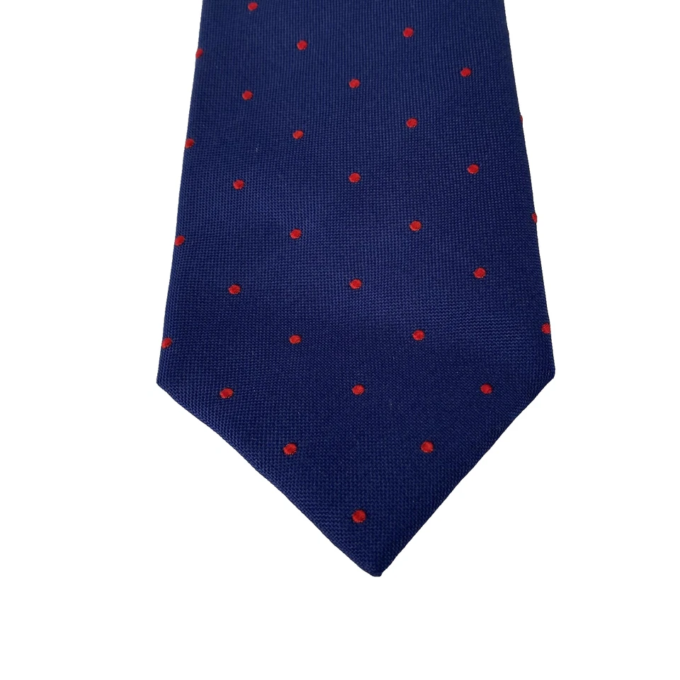 Corbata Charles Tyrwhitt Para Hombre Grande Azul Marino Rojo Lunares 100% Seda Foto 1 de 4