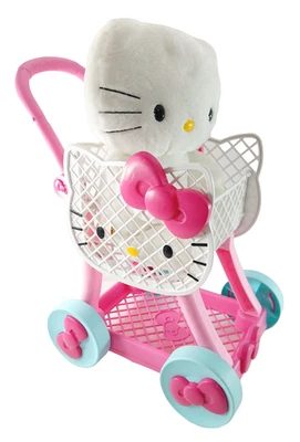 Hello Kitty SHOPPING CART / STROLLER TOY + 2008 Build A Bear Stuffed Plush CLEAN - Image 1 of 4