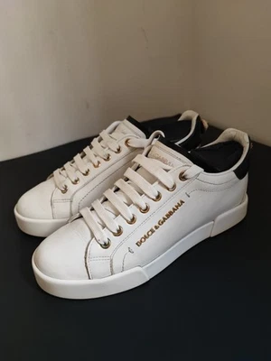 Dolce & Gabbana Women’s White Leather Low Top Sneakers Size 37 EU - Image 1 of 4