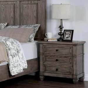 Furniture of America Dotta Warm Gray 3-Drawer Nightstand With Hidden Drawer - Picture 1 of 3