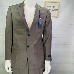 NEW Tommy Hilfiger NATHAN TAILORED  Brown Wool 2 Pieces Suit Sz R 38 W 32  - Picture 1 of 11